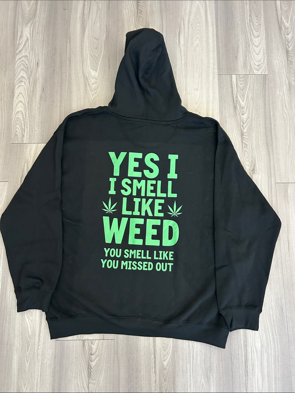 Funny Smoking Black Hoodie with Green